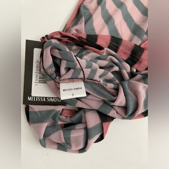 Melissa Simone X REVOLVE Dress in Pink Small mesh cut out swim tie halter S - Picture 3 of 7